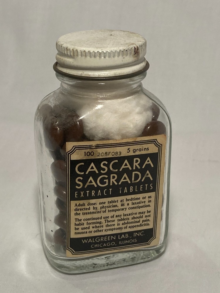 c1940s Cascara Sagrada extract tablets Walgreen Lab. Inc. Chicago, Illinois