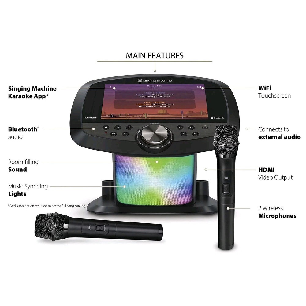 Singing Machine WiFi Karaoke Machine & 2 Wireless Microphones