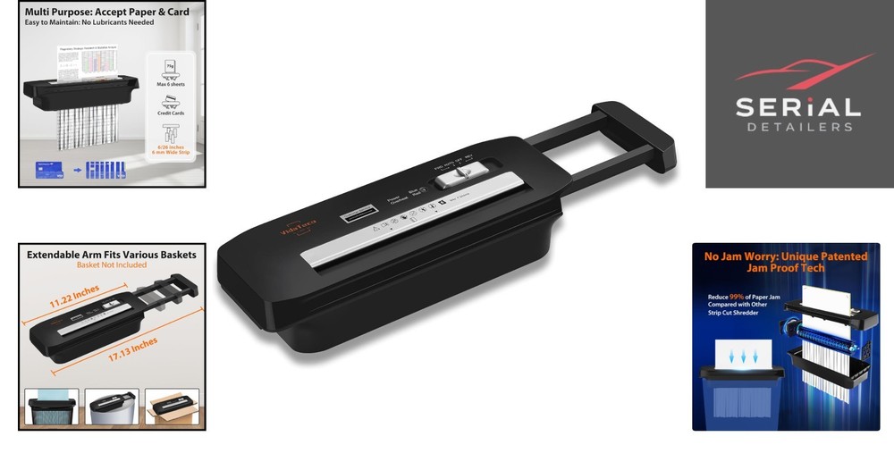 Efficient 6-Sheet Shredding Machine - Portable with Automatic Start-Stop Feature