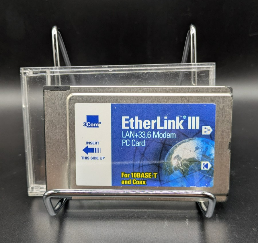 *Untested* 3com EtherLink III LAN PC Card 33.6 Modem 10BASE-T Coax 3C562D 3C563D