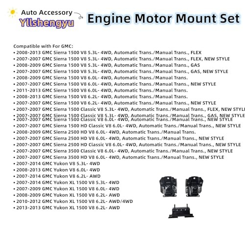3Pcs Engine Motor Mount Kit - Compatible with Trucks & SUVs (Silverado 3PCS