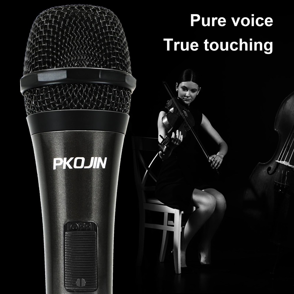 PKOJIN Dynamic Karaoke Microphone for Singing, Vocal Wired Black