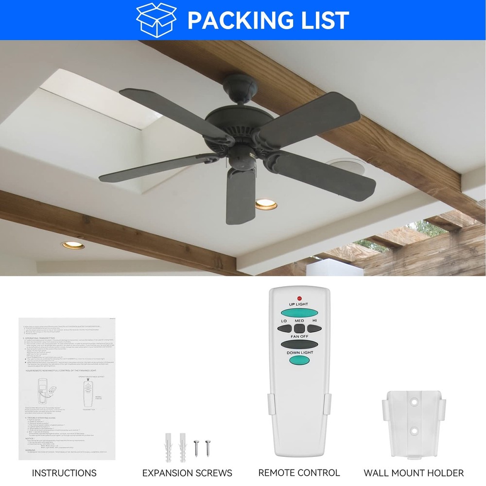 Ceiling Fan Remote Control with Up and Down Light,Replacement for Hampton Bay...