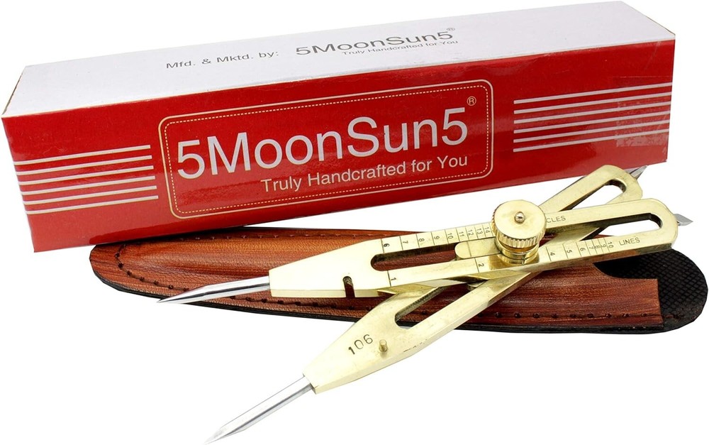 Solid Brass Marine Navigation Proportional Divider w/ Leather case (6 inch)