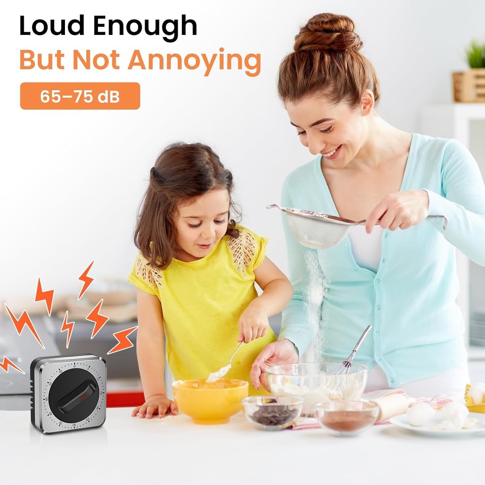 Mechanical Kitchen Timer with Magnet: Wind up Cooking Timer Clock with Loud Alar