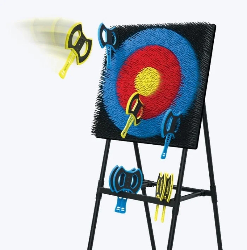 Axe Throwing Target Game 5Ft Tall Sturdy Steel Frame Includes 8 Throwing Axes