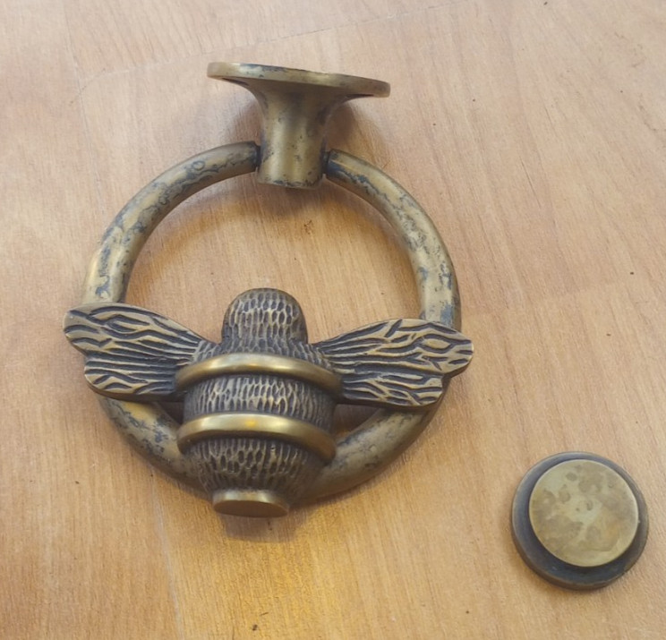 Decorative Solid Brass Bee Ring Hardware Door Knocker Heritage Finish