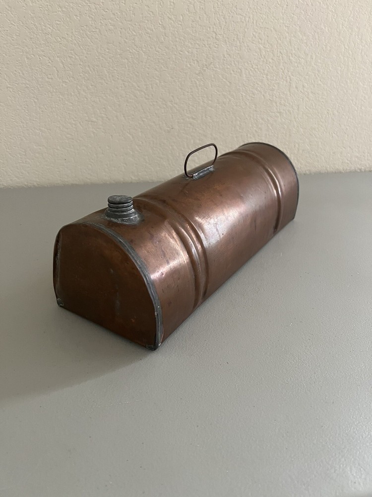 Antique COPPER & BRASS FOOT/BED WARMER Unsigned BREAD LOAF SHAPE