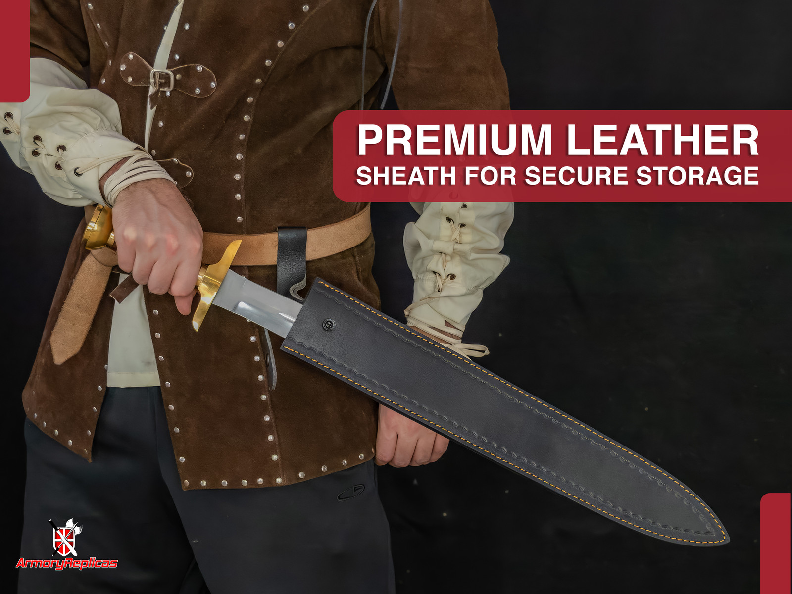 Handcrafted Battle Ready Short Sword Stainless Steel Blade Brass Guard & Sheath