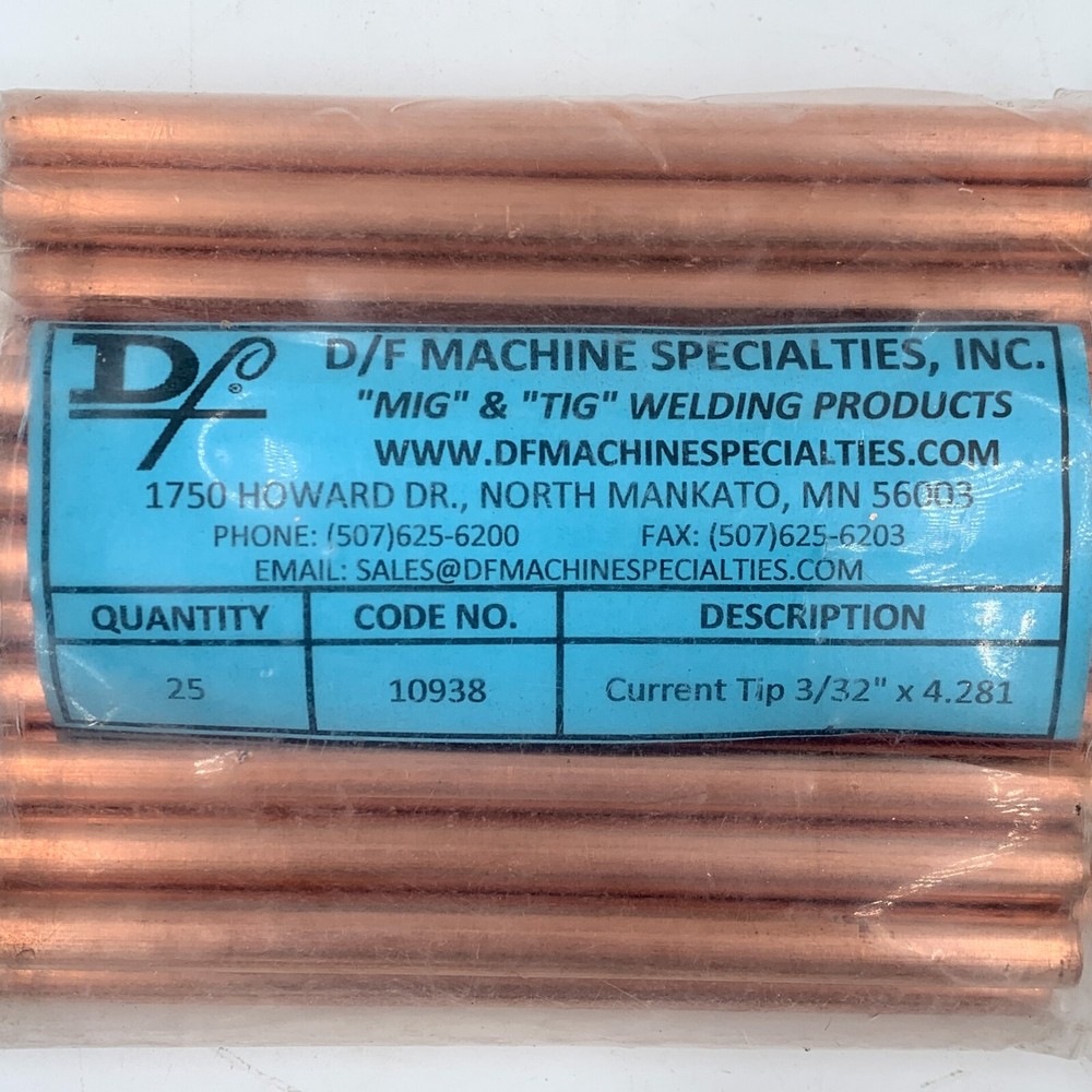 25 Pack 3/32" Welding Current Tip D/F Machine Specialties 10938