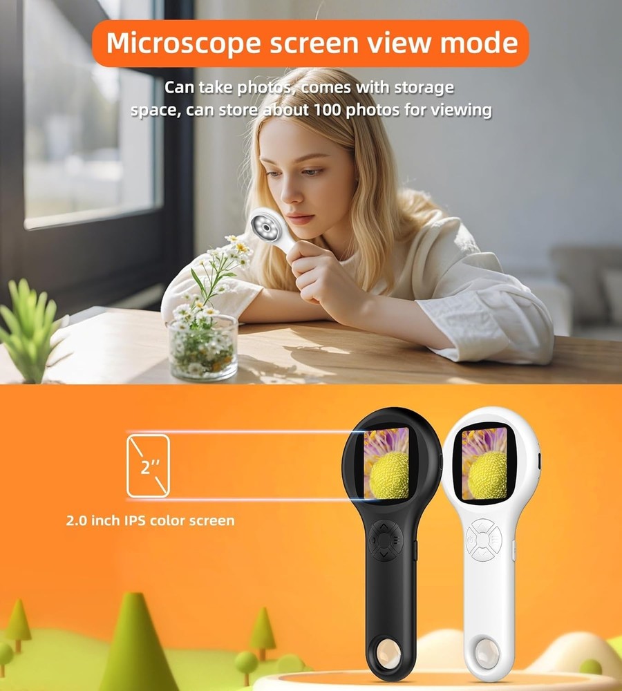 Microscope for Kids, Mini Pocket Handheld Kid Microscope for Toddlers, Educat...