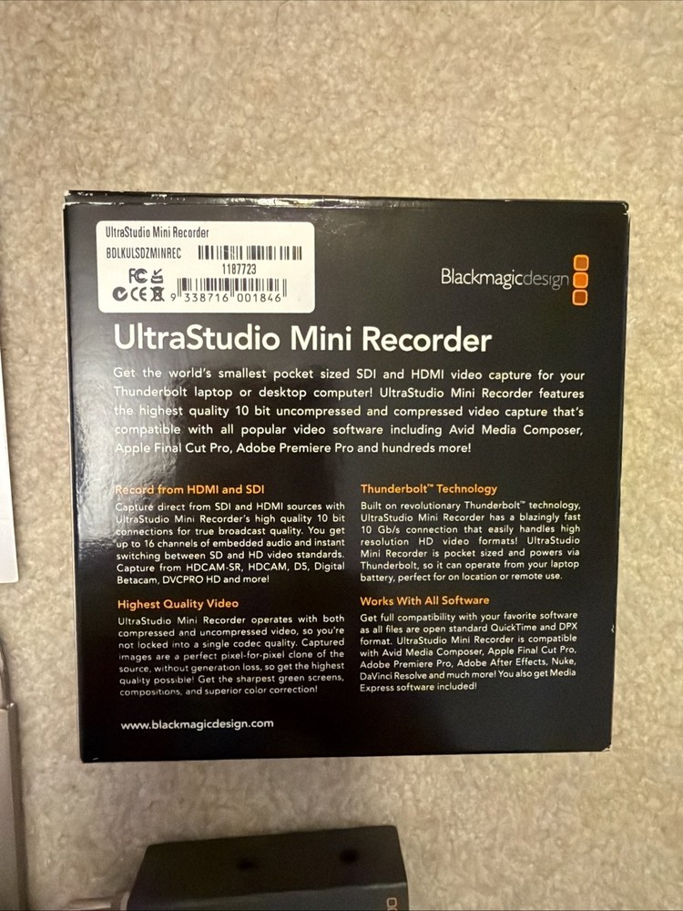 Blackmagic Design UltraStudio Mini Recorder Streaming Device Thunderbolt