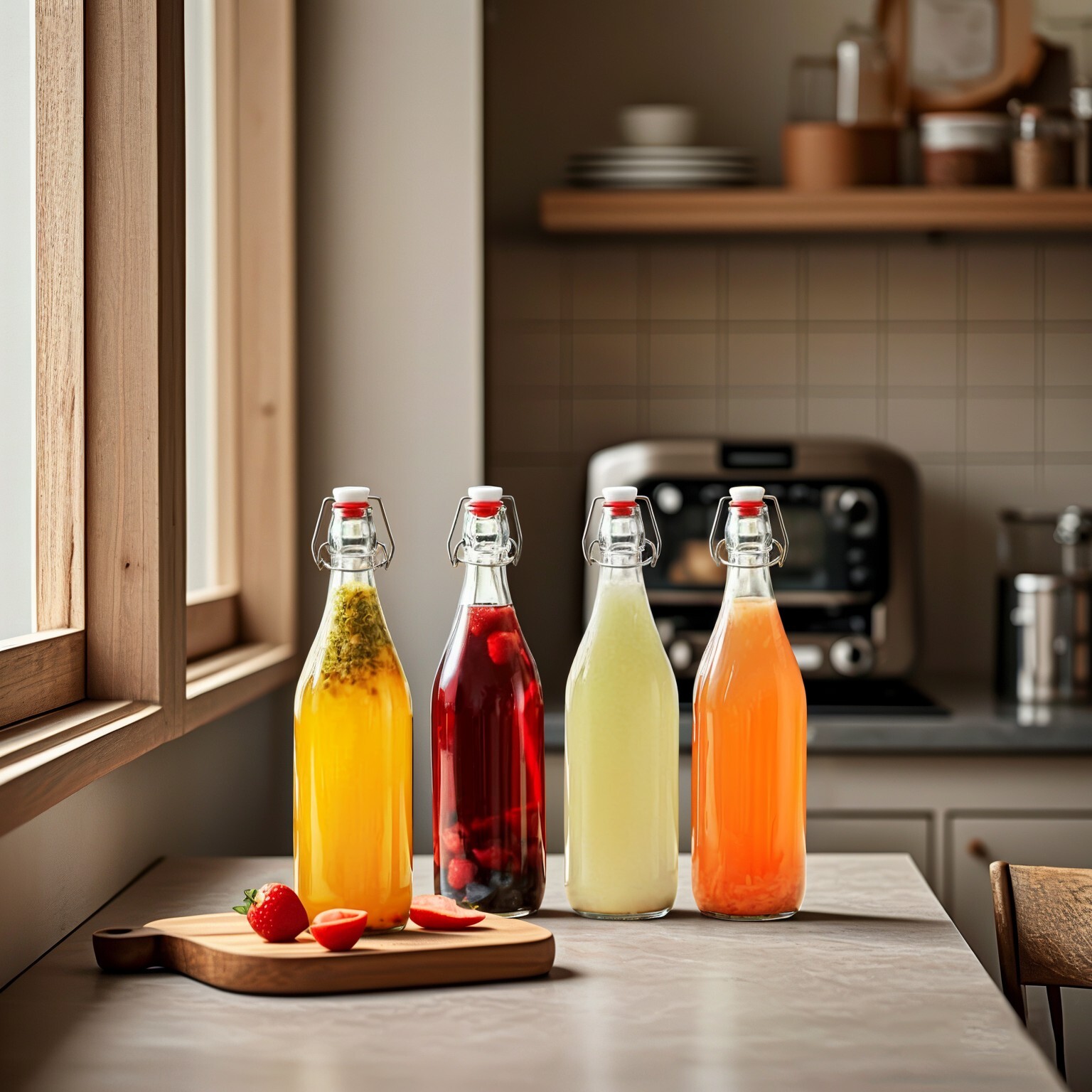 2 Pack 32oz Airtight Glass Bottles with Swing Top Stoppers