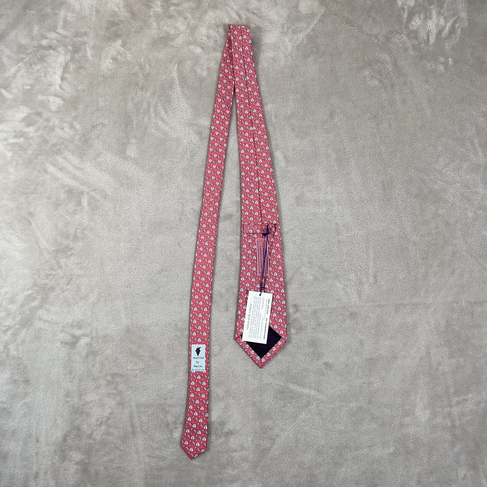 NEW Vineyard Vines Boys/Short Mens Tie Pink W/ Sandcastle Beach 100% Silk