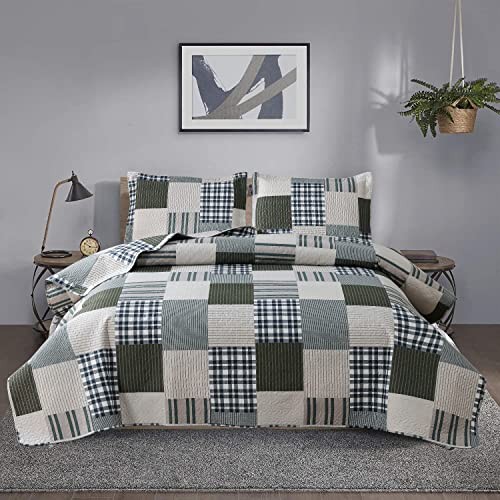Bedspread Set Queen Size Quilt Set Bedding Full/Queen Line Plaid Patchwork
