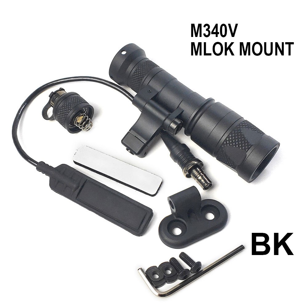 Tactical M340V Strobe Light & LED Flashlight with Switch + Mlok Offset Mount