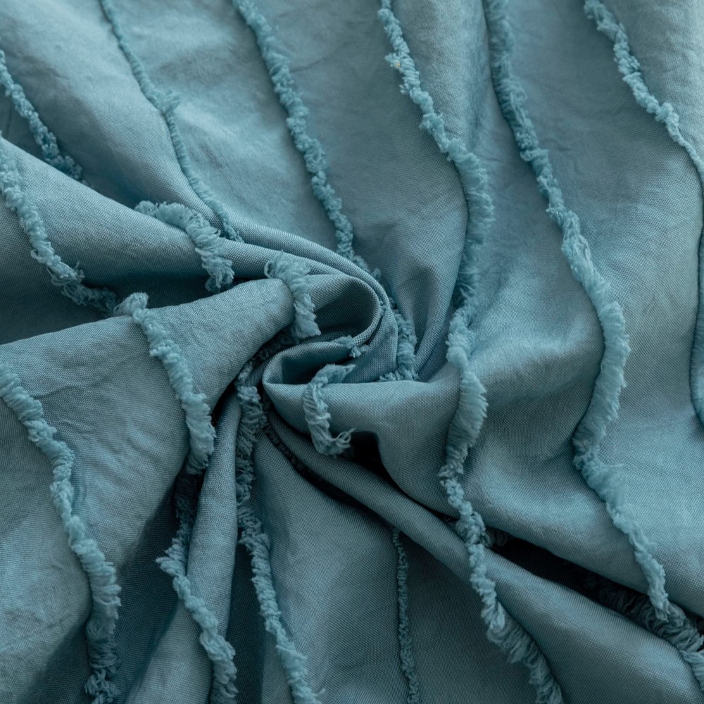 2 Pack Grayish Blue Pillowcases King Size Soft Microfiber Striped Tufted Pill...
