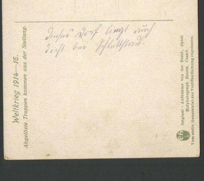 Vintage Postcard WELTKRIEG 1914-16 Abgeloste Trappen kommen aus der Stellung