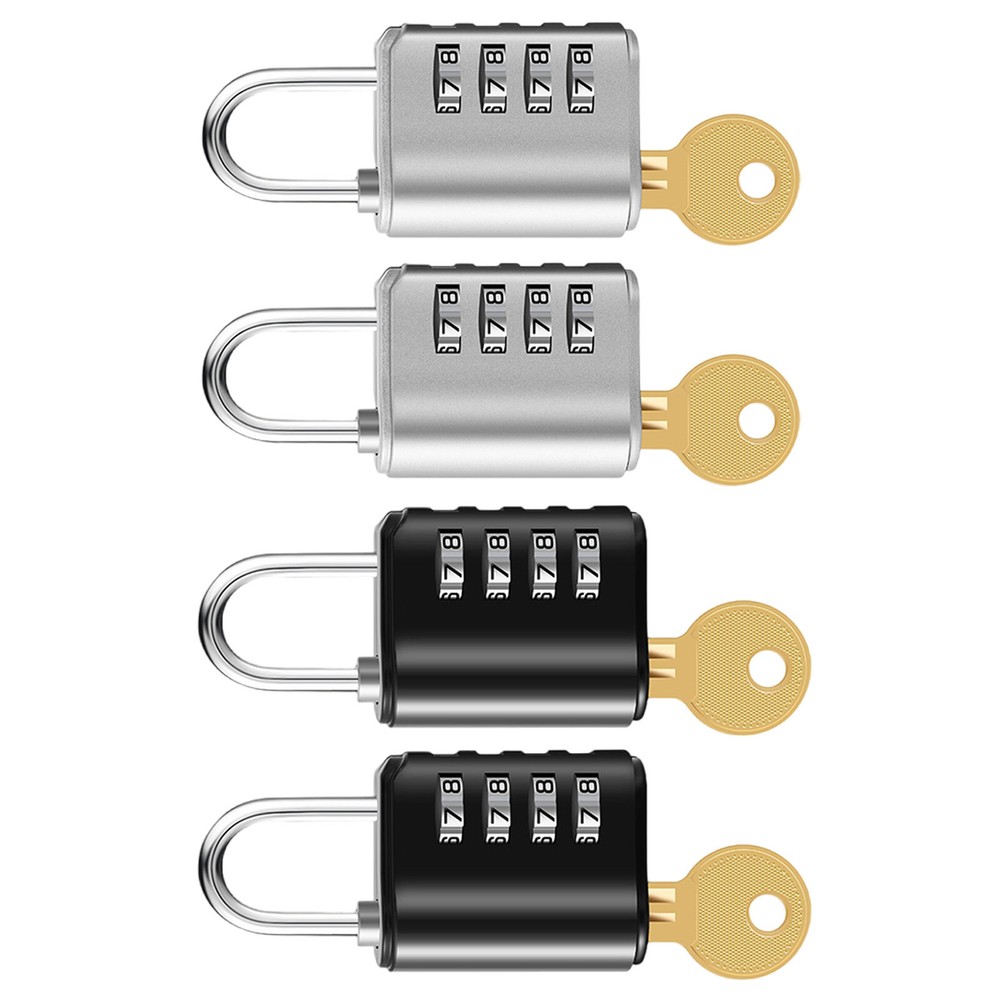 2 Pack 4 Digit Combination Padlock with Keys for School Gym Locker Waterproof