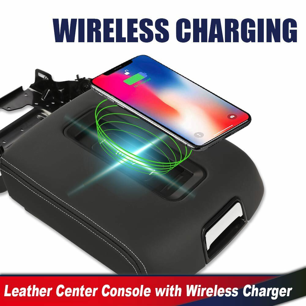 Center Console Armrest Lid W/wireless Charger Fit For 15-20 Tahoe Yukon Suburban