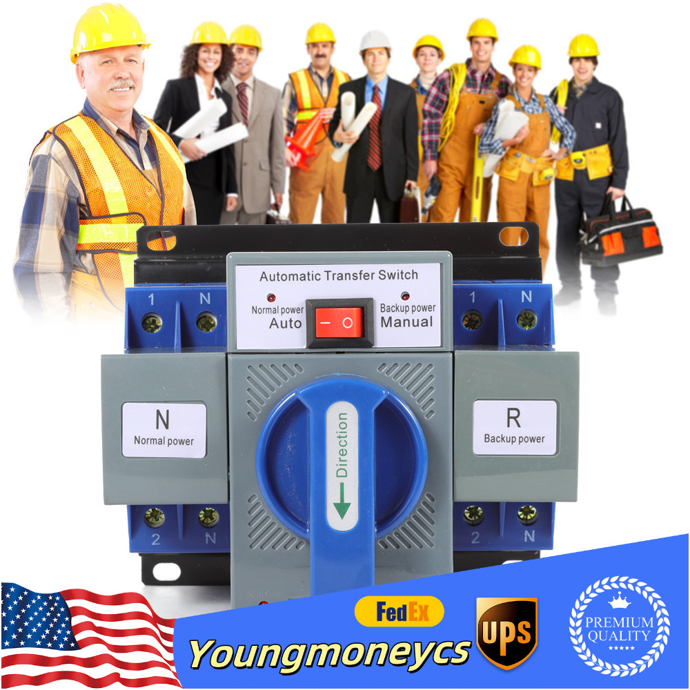 2P 63A ATS Dual Power Automatic Transfer Switch for Generator Changeover Switch