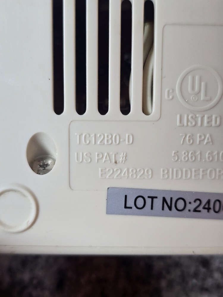 Cannon Heated Bedding Controller TC12B0-D White 120V Auto-Off Replacement Cord