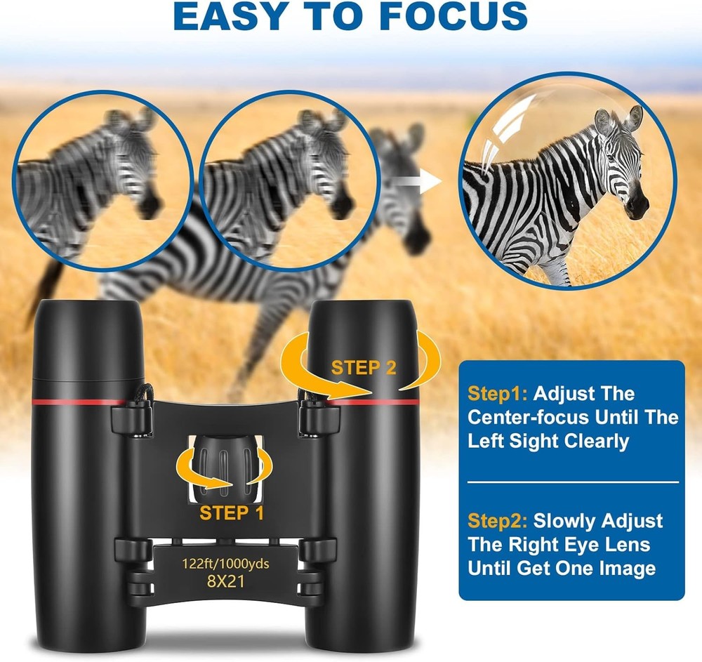 Compact Binoculars, Lightweight Foldable Small Binoculars for Adults and...