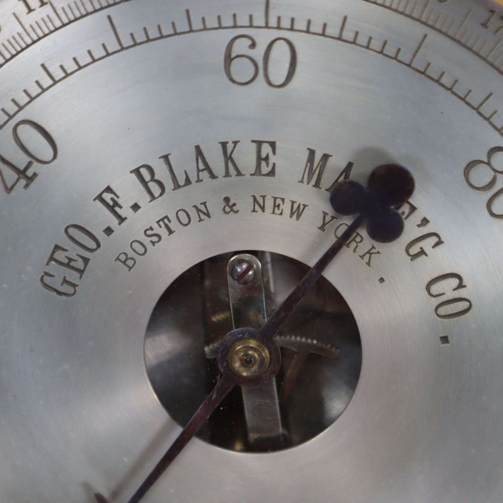 Geo F Blake Mfg Brass Bourdon Steam Pressure Gauge 11 1/4 Antique 1900