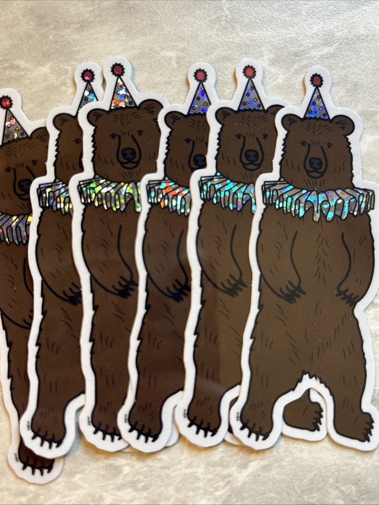 Glitter Clown Bear Sticker
