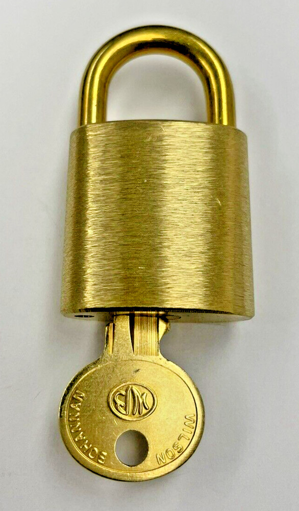WILSON BOHANNAN Pad Lock, Model 001, Solid Brass, NEW with key