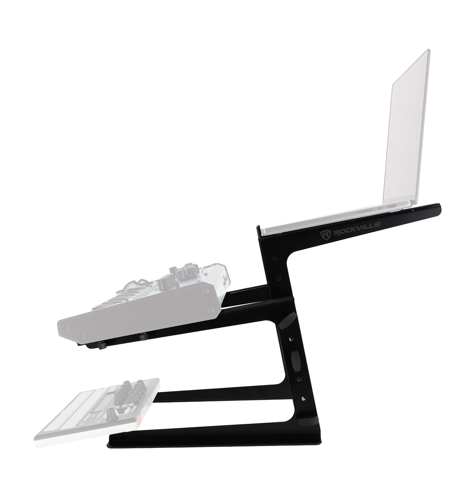 Rockville Rock2d2 Adjustable Dual Shelf DJ Controller Midi Keyboard Laptop Stand