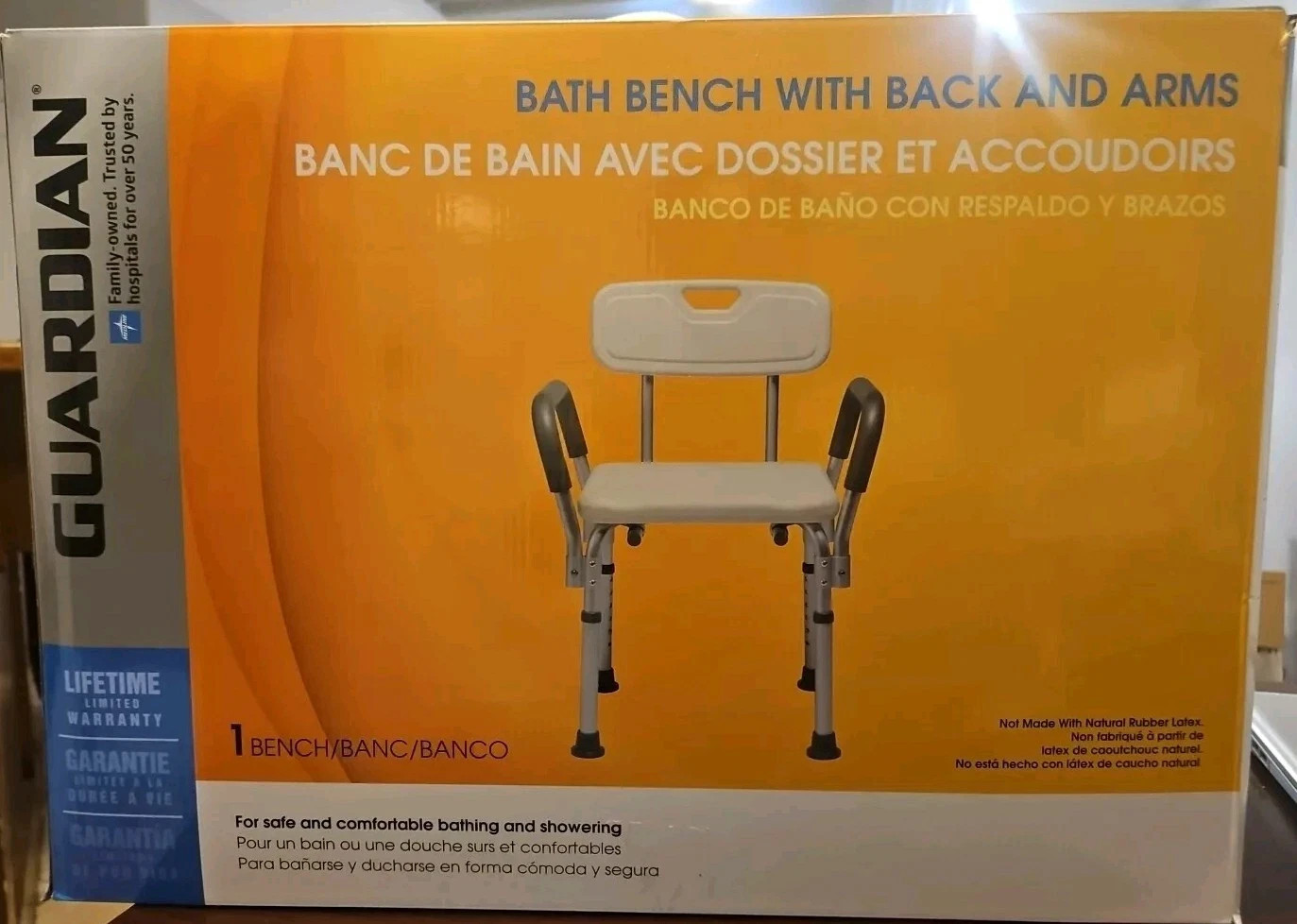 Guardian MDS89745RAH Shower/Bath Chair with Padded Armrests - 350lbs