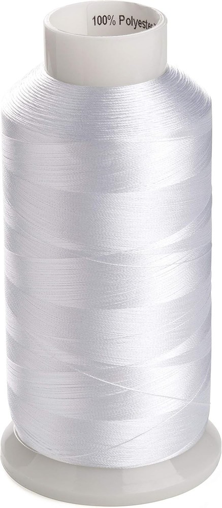 Two Large Spools White Bobbin Thread 60WT 5500 Yards Perfect for Sewing Projects