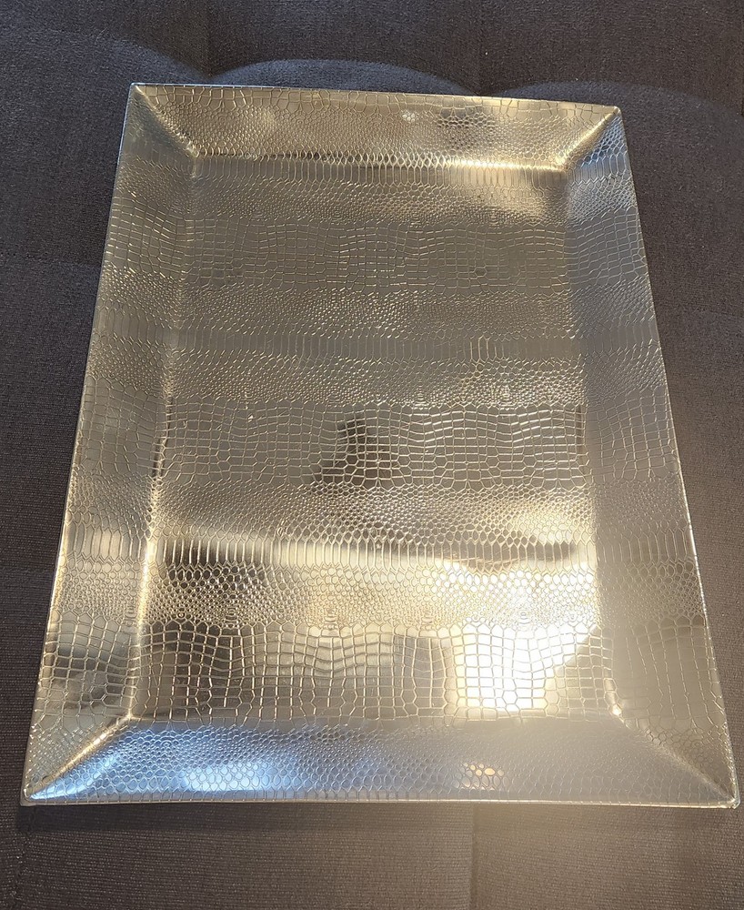 Large Godinger Art Co - Leather pattern Rectangle Serving Tray 14-1/4 x 19-3/4