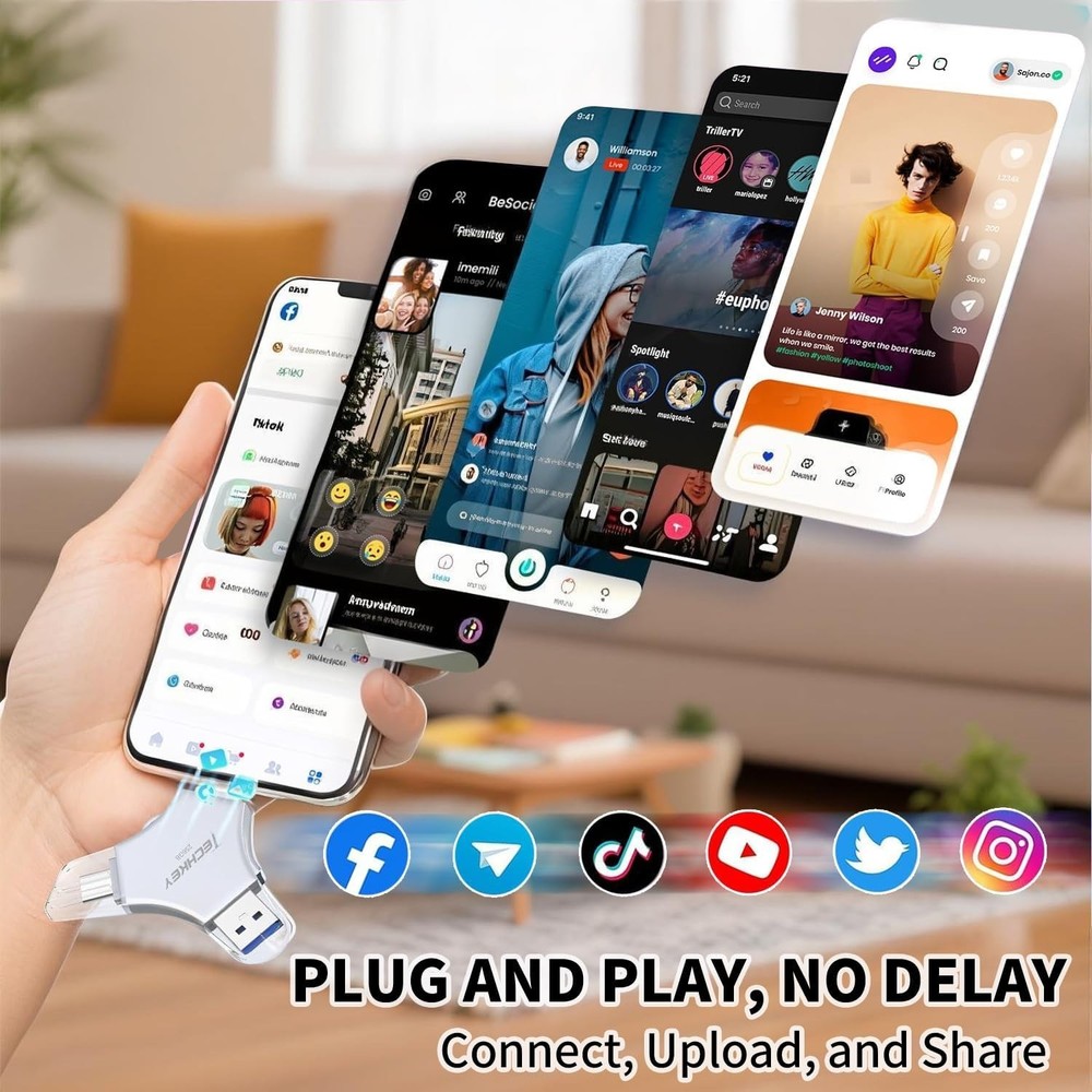 USB 3.0 Flash Drive 256GB for iPhone/iPad/Android/PC, MFi Certified