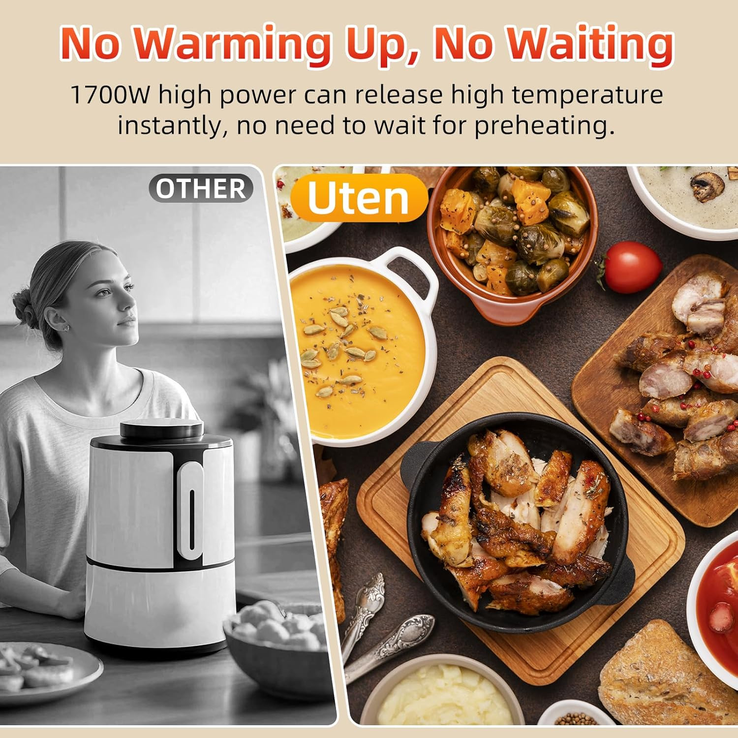 Air Fryer 5.8Qt/5.5L Electric Air fryer Non-Stick Fry Basket Oilless Cooker Gift