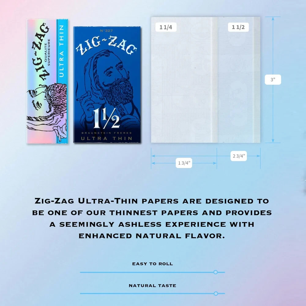 ZIG-ZAG Rolling Papers Ultra Thin 1¼ - (24-Pack) with 32 Papers Each Pack