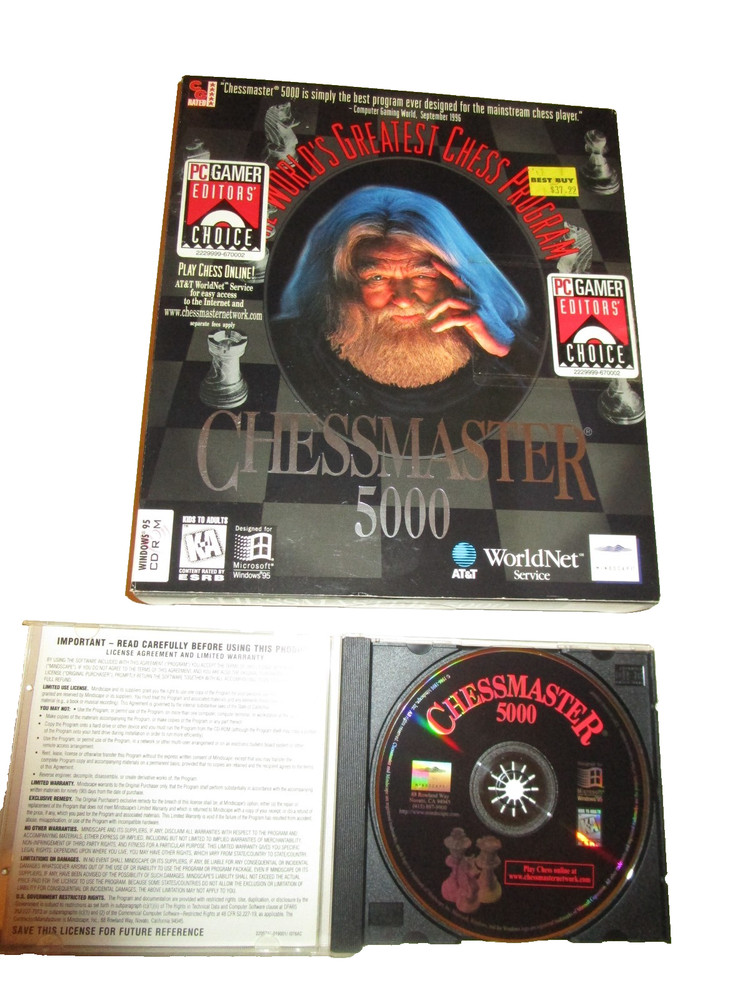 1996, Chessmaster 5000, Original box, Complete with Manuals, for Windows 95