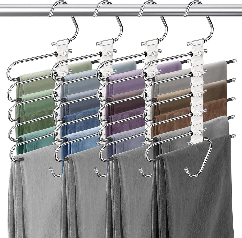 Upgrade 9 Layers Pants Hangers Space Saving 2 Pack Multifunctional Pants Rack