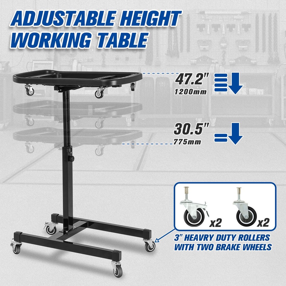2-In-1 Adjustable Sturdy Durable w/ 360° Rolling Casters Storage Working Table