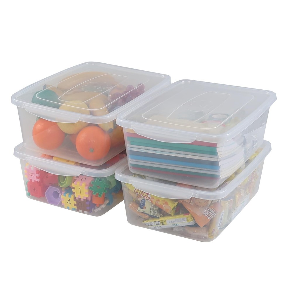 Readsky 14 quart Plastic Storage Bins with Lids, Clear Latching Box, 4 Pack