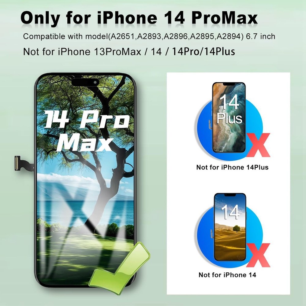 for iPhone 14 Pro Max Screen Replacement Kit 6.7 inch, Full HD LCD Display 3D...