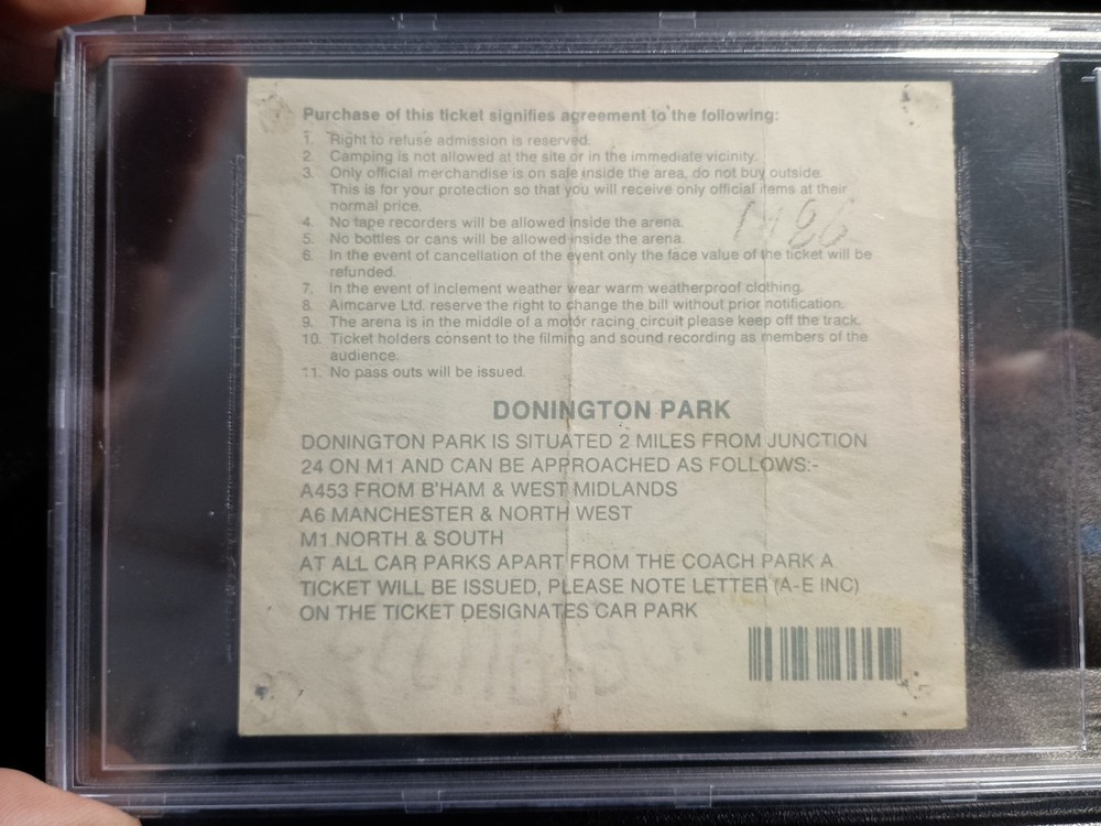 Ozzy Osbourne Monsters Of Rock Concert Ticket Donington Park 8/16/1986 Beckett