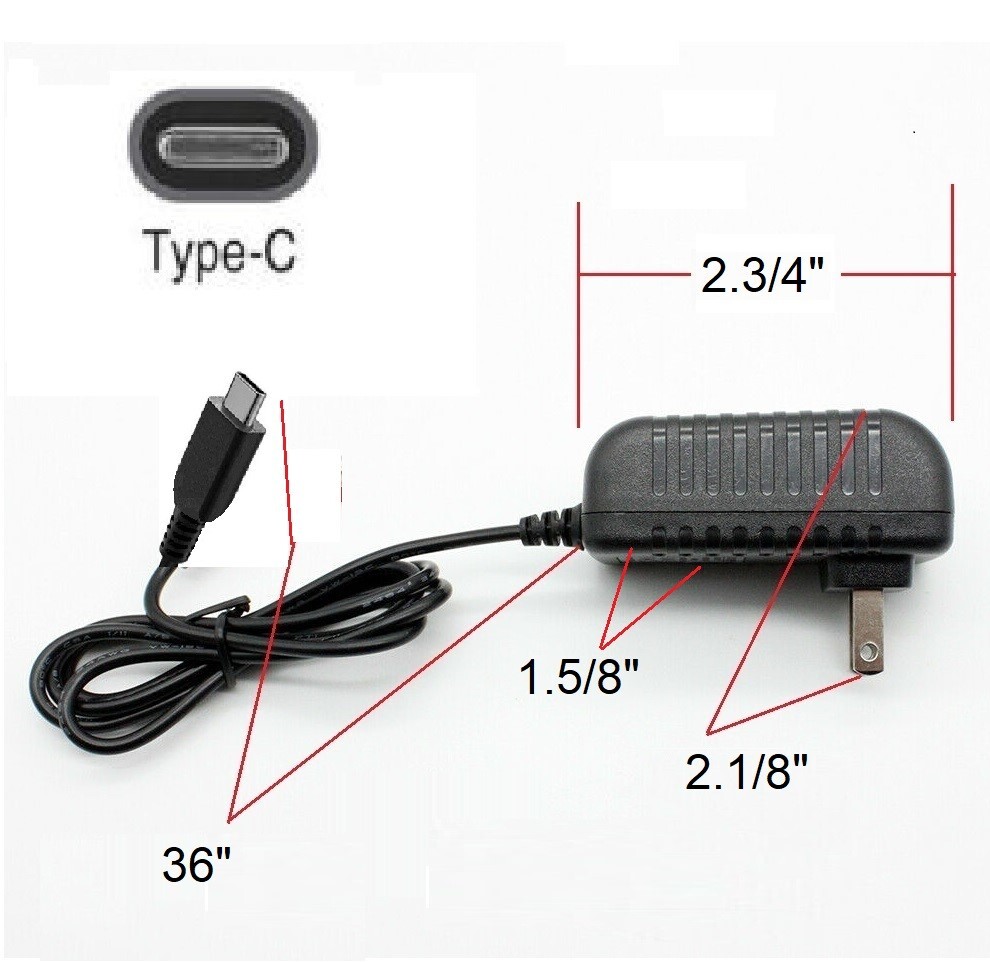 5V 2.6A 13W AC/DC Adapter Universal Replacement USB Type-C Charger Power Cable