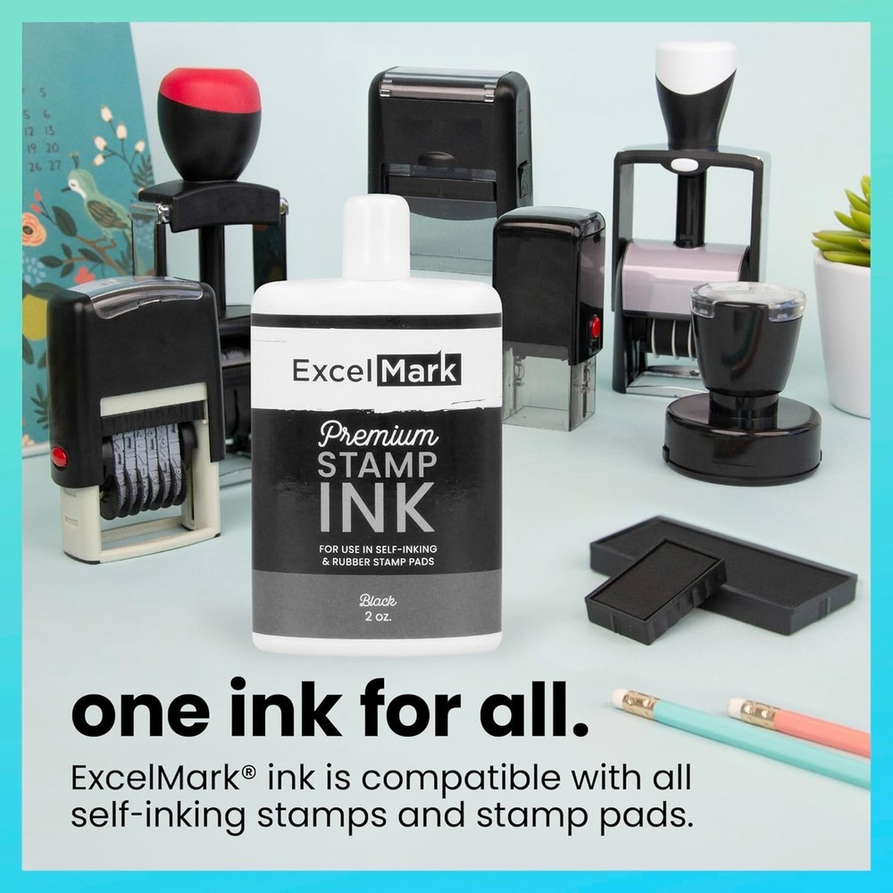 Black Stamp Ink Refill for Clear Impressions – 2 oz Water-Based Formula