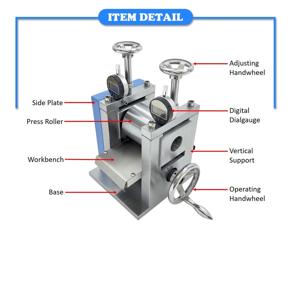 Manual Vertical Lab Electrode Sheet Calender Roller Press Machine 0~3MM