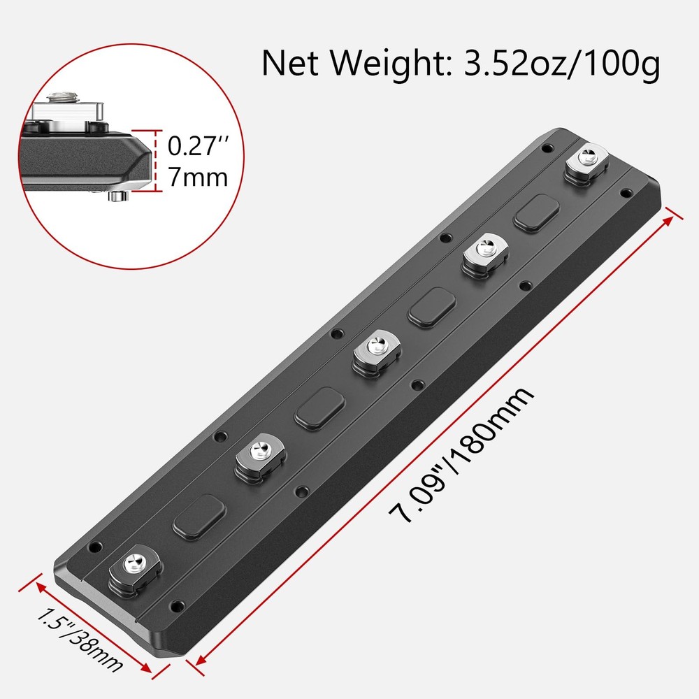 ML180 Mlok Arca Rail, 7.09'' Arca Rail Mount Adapter Quick Release Plate Comp...