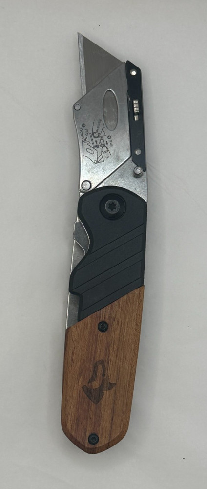 Husky Wood Handle Folding Lock-Back Utility Knife