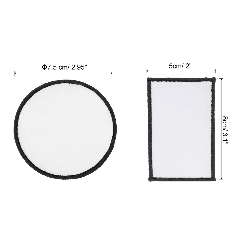 20pcs Sublimation Patch Blank, Fabric Iron-on White with Black Border