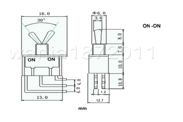 5× Mini Toggle Switch Right Angle DPDT 2 Position ON-ON Silver Alloy Contact